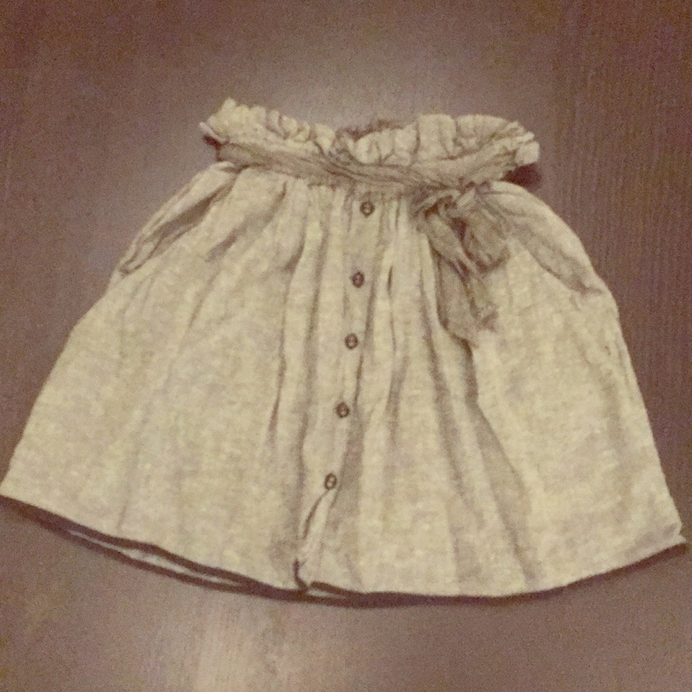 Gray with black trim paper bag skater skirt.
